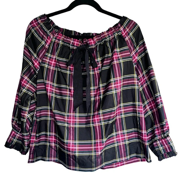 Jcrew Off The Shoulder Stewart Plaid Top - Picture 4 of 8
